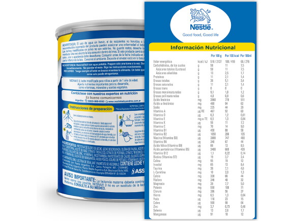 Leche NIDINA ® 3 x 800 g Tabla nutricional